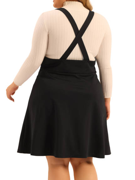 Agnes Orinda - A-Line Basic High Waist Overall Suspender Skirts