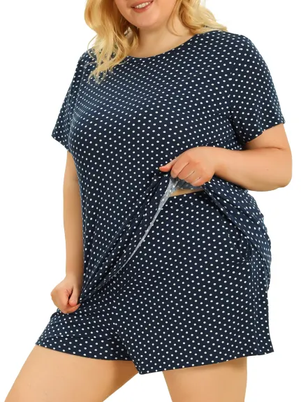 Agnes Orinda - Short Sleeve Polka Dots Summer Pajamas Set