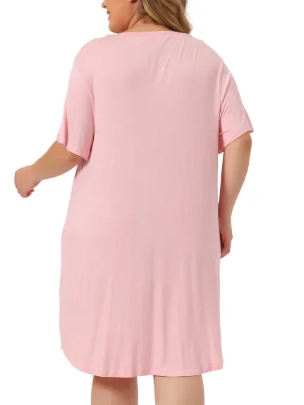 Agnes Orinda - Short Sleeve Round Neck Nightgown