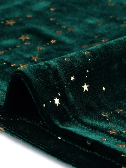 Agnes Orinda - Peter Pan Collar Stars Print Fall Velvet Top