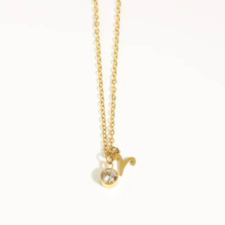 Goldtone zodiac and birthstone necklace in stainless steel - Aries - Eva Sky2