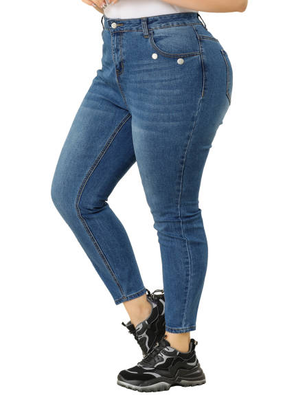 Agnes Orinda - Mid Rise Stretchy Skinny Casual Denim Jeans