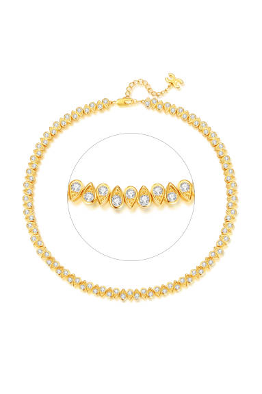 Classicharms-Gold Tear Shaped Zirconia Tennis Necklace