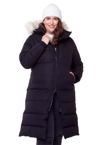 Alpine North - KLUANE PLUS | Parka longue femme recyclée duvet végan taille large (veste résistante à l’eau, coupe-vent, isolante à capuche)
