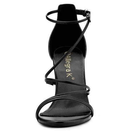 Allegra K- Party Strappy Stiletto Black High Heels Sandals
