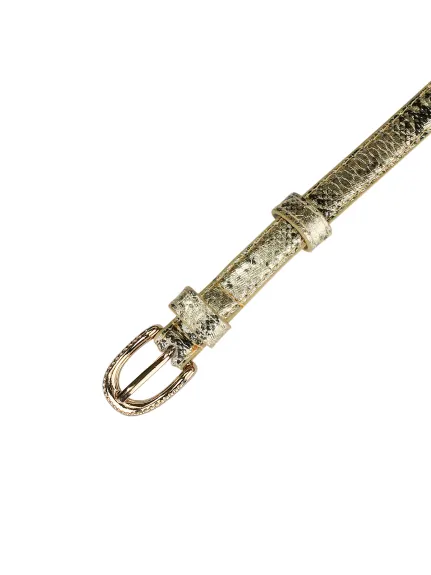 Allegra K- Waist Skinny Snakeskin Embossed Belt With Pin Buckle