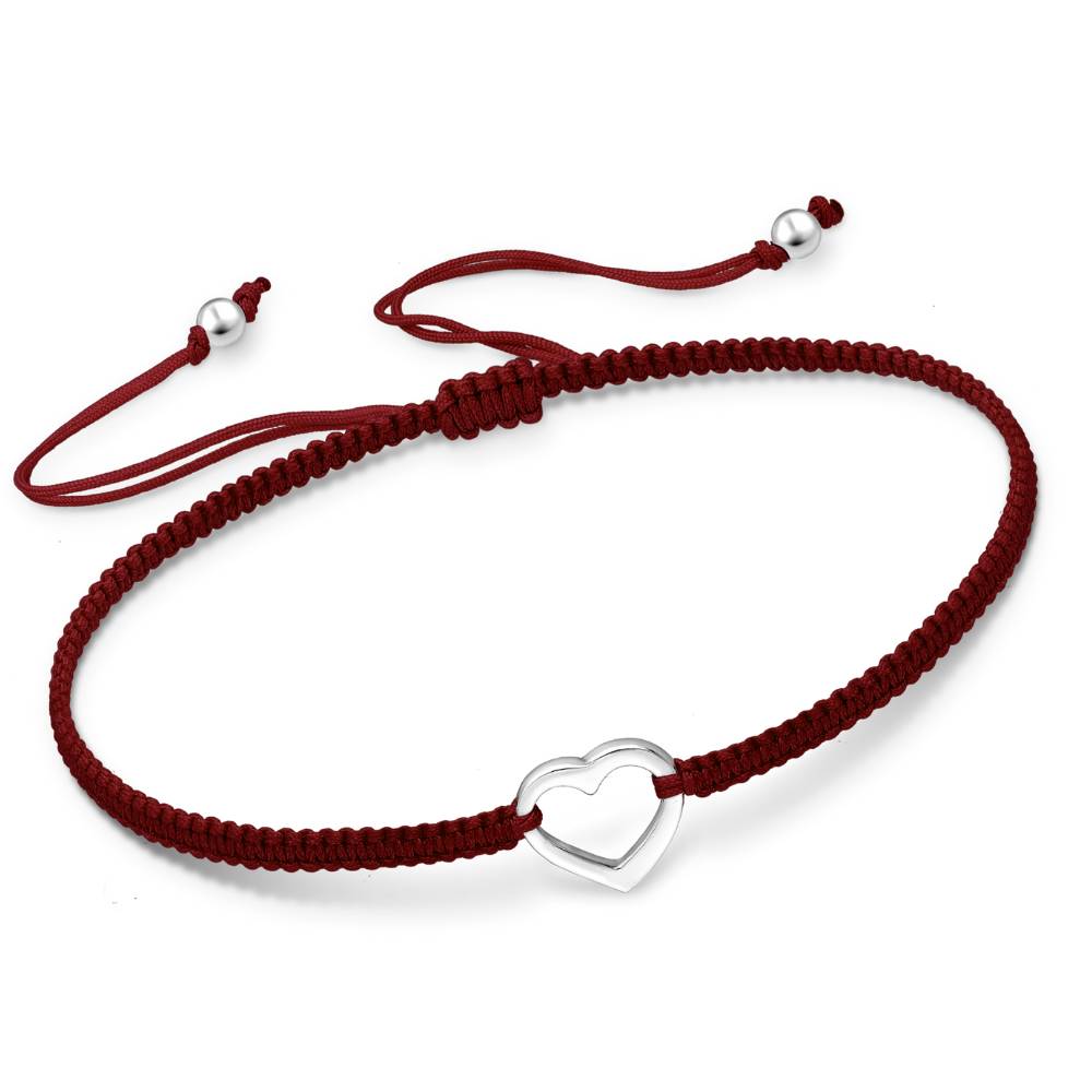 Red Adjustable Bracelet with Sterling Silver Heart by Ag Sterling