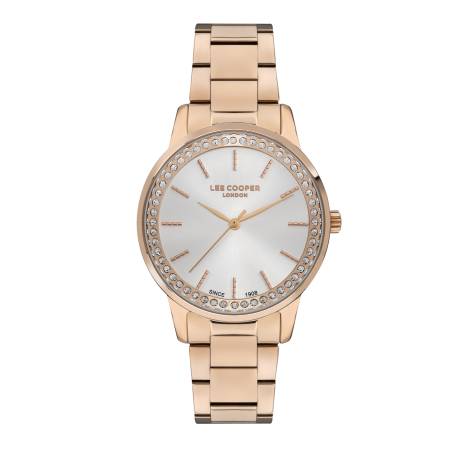 LEE COOPER-Women's Rose Gold 34mm  watch w/Silver Dial