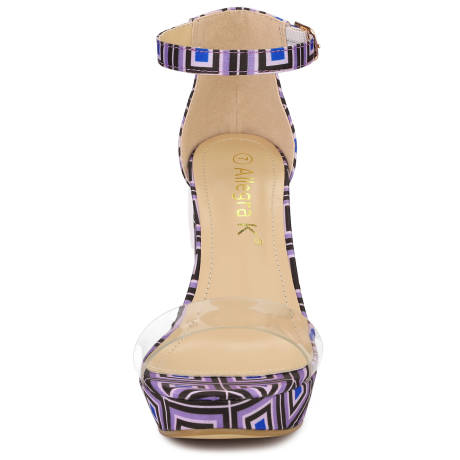 Allegra K- sandales à talon Chunky imprimé transparent pour femmes