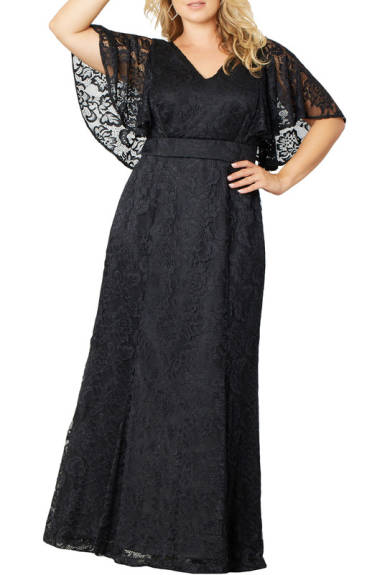 Kiyonna Duchess Lace Evening Gown (Plus Size)