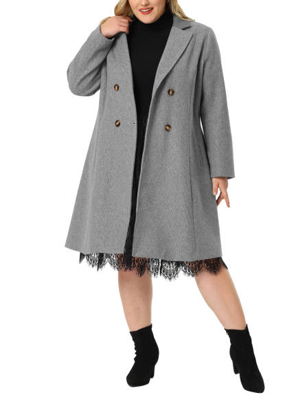 Agnes Orinda - Notched Lapel Winter Double Breasted Long Coats