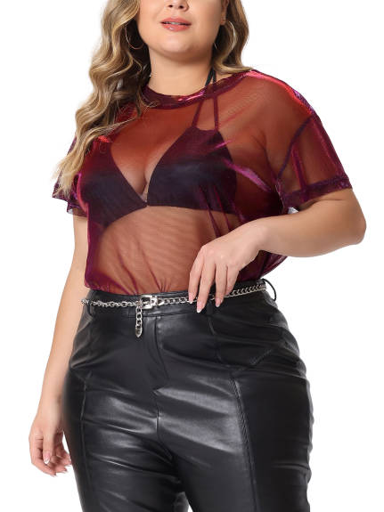 Agnes Orinda - Mesh Holographic See Through Sexy Party Tops