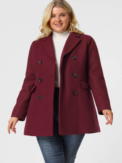 Agnes Orinda - Notched Lapel Double Breasted Long Coat