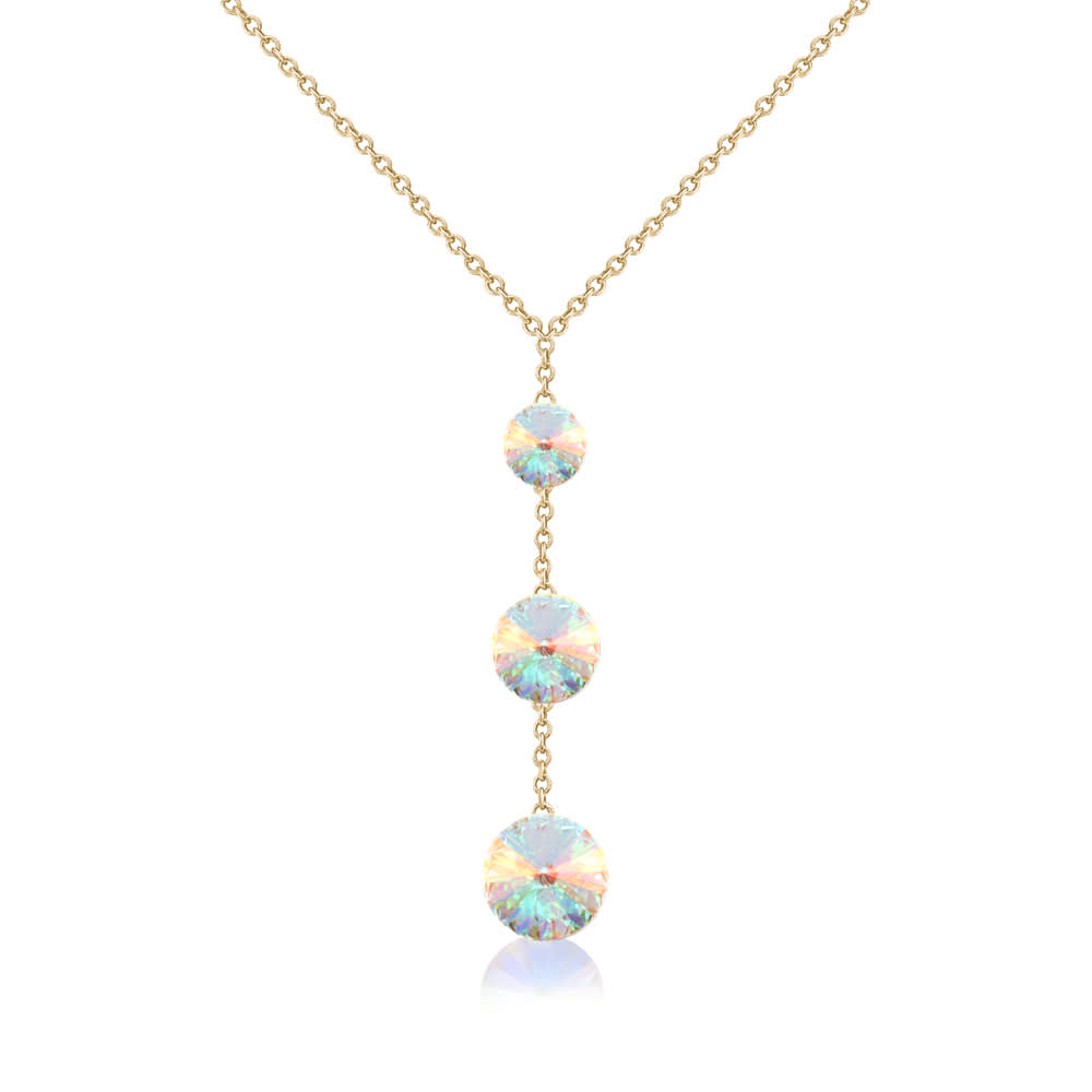 Goldtone Aurora Borealis Crystal Graduated Necklace made with Quality Austrian Crystals - MICALLA