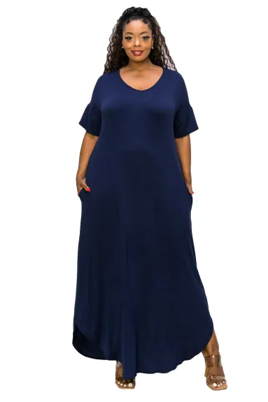 Short Sleeve Pocket Maxi Dress - L I V D
