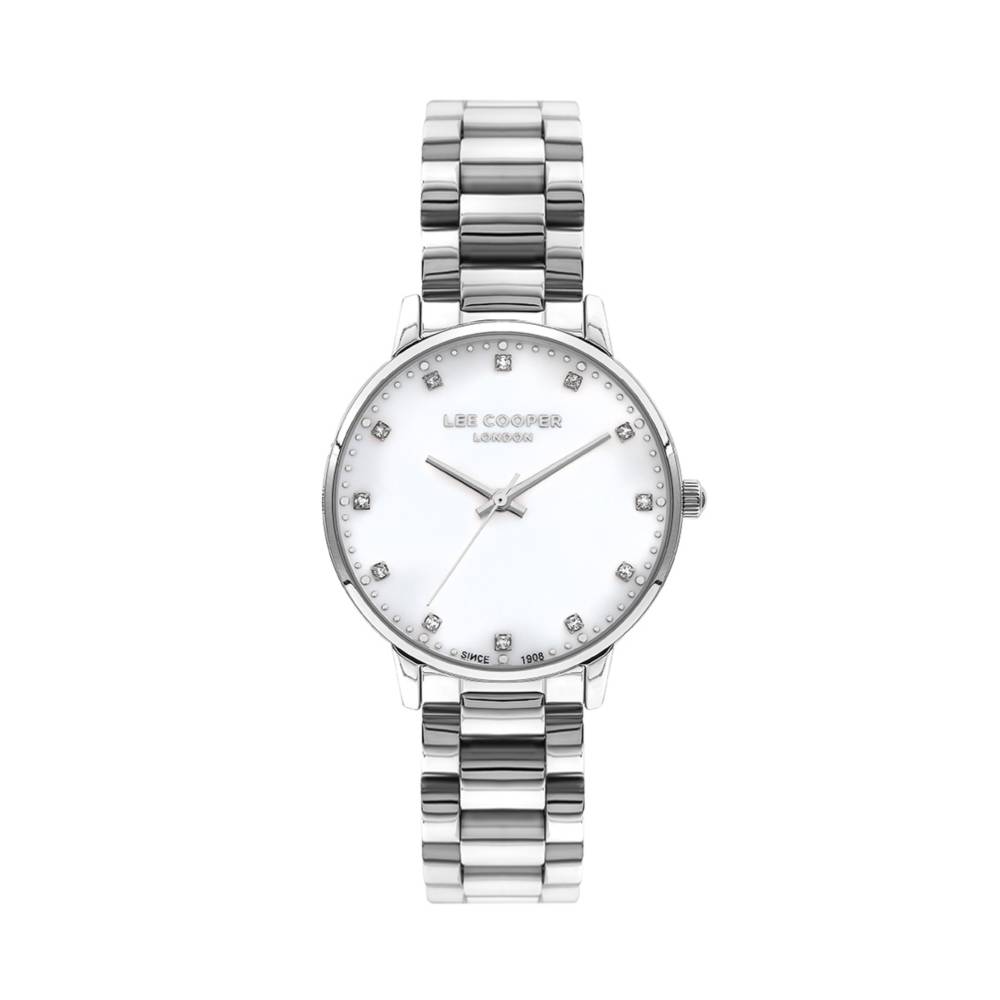 LEE COOPER-Women's Silver 36mm  watch w/White Dial