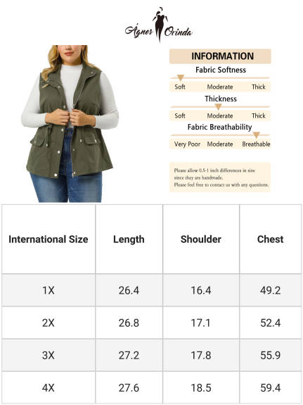 Agnes Orinda - Lightweight Sleeveless Anorak Cargo Vest Jackets