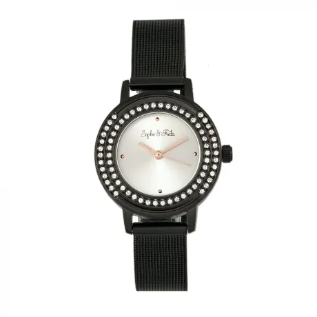 Sophie and Freda - Cambridge Bracelet Watch w/Swarovski Crystals - Black