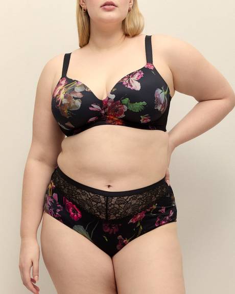 Culotte classique fleurie avec bande de dentelle - Déesse Collection