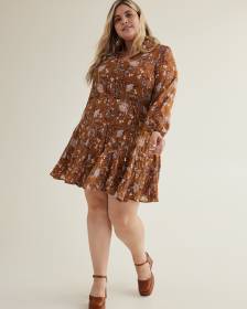 Floral Buttoned Down Shirt Dress with Flared Skirt