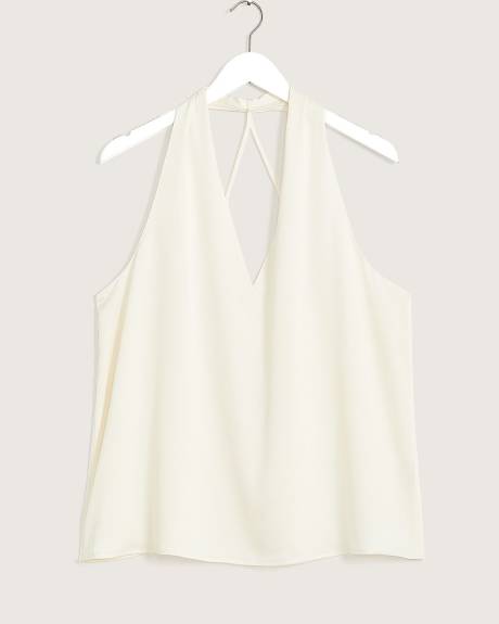 Camisole licou en satin blanc avec encolure en V - Addition Elle