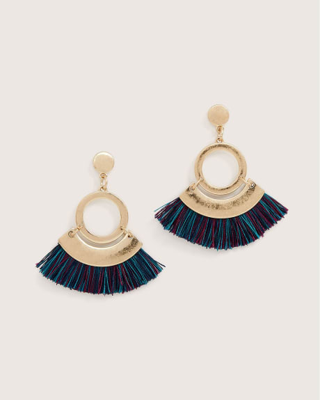 Boucles d'oreilles boho avec franges bleues