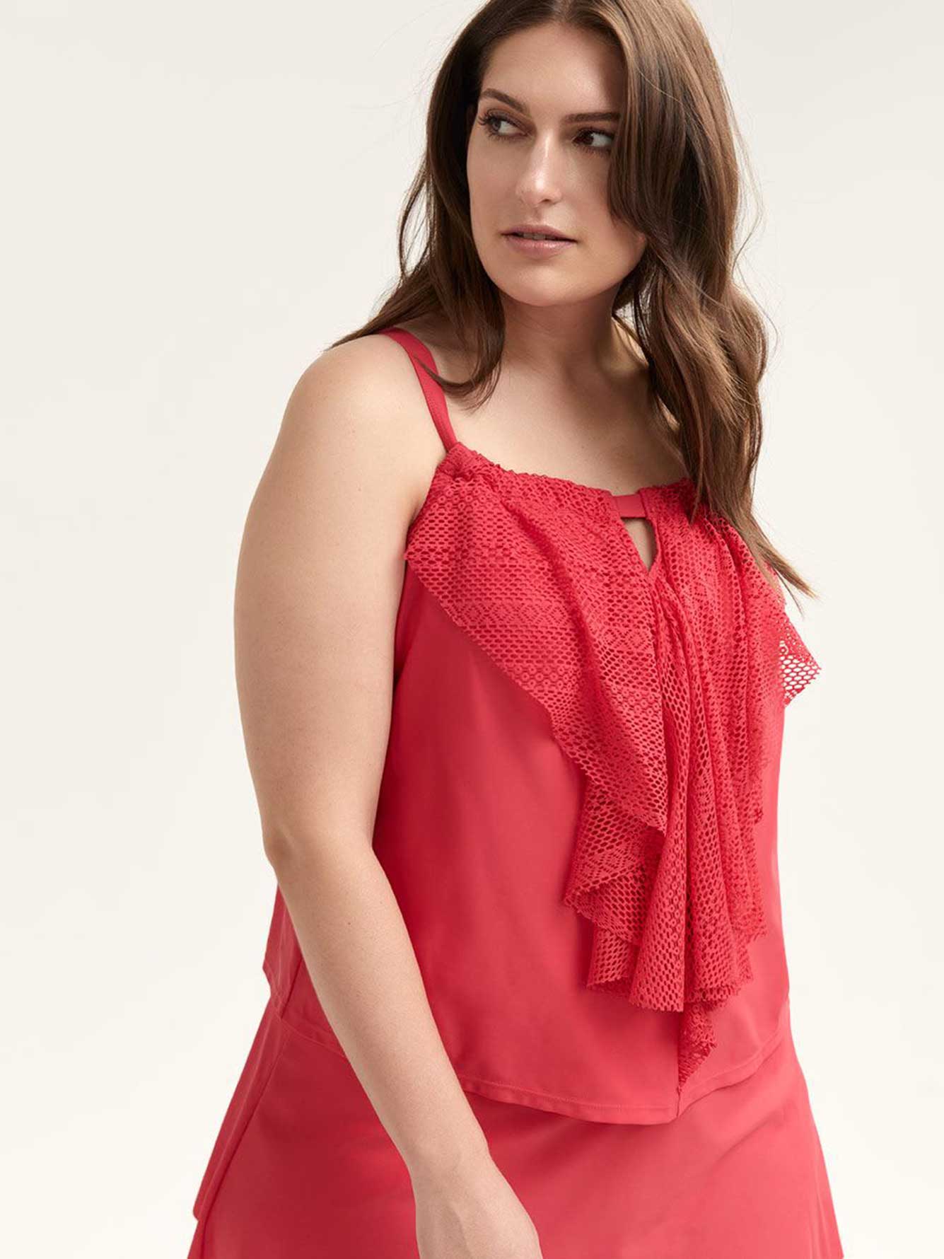 Tankini Swim Top with Crochet and Frill Sea Penningtons