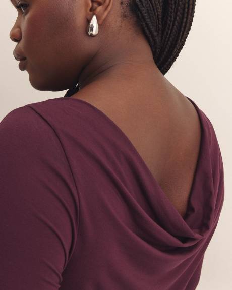Draped Boatneck Long-Sleeve Top - Addition Elle