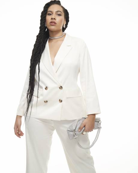 White Double-Breasted Blazer - Addition Elle