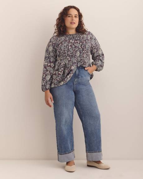 Pintuck Long-Sleeve Blouse