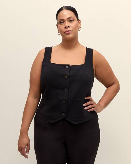 Veste sans manches ajustée à encolure carrée