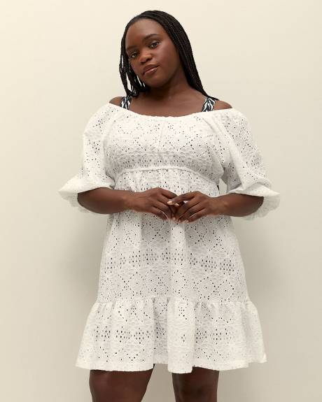White Peasant Swim Cover-Up Dress - Cover Me