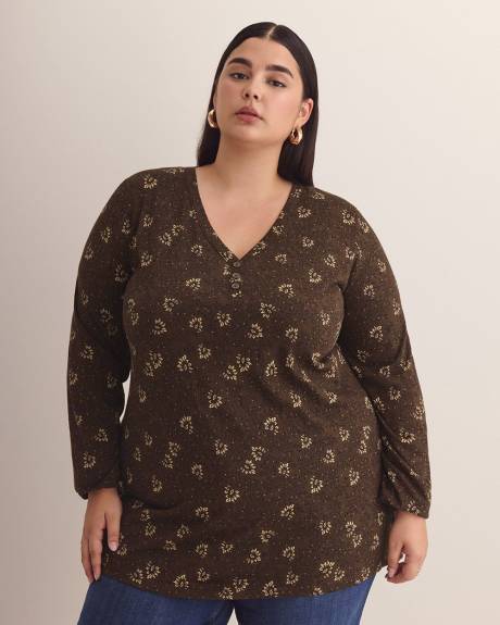 Tunique col en V, coupe girlfriend, tissu responsable