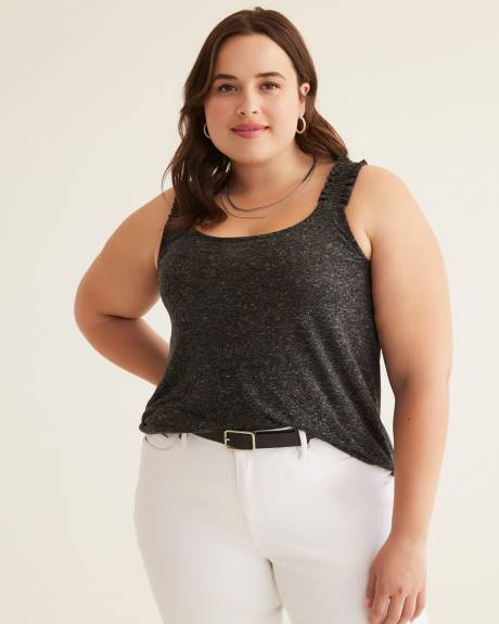 Camisole avec encolure en U et bretelles élastiques, mélange de lin