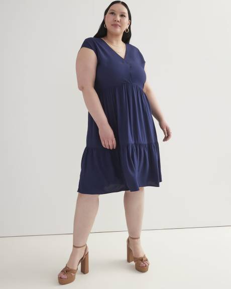 Short-Sleeve Tiered Dress