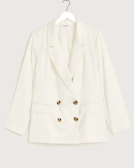 White Double-Breasted Blazer - Addition Elle