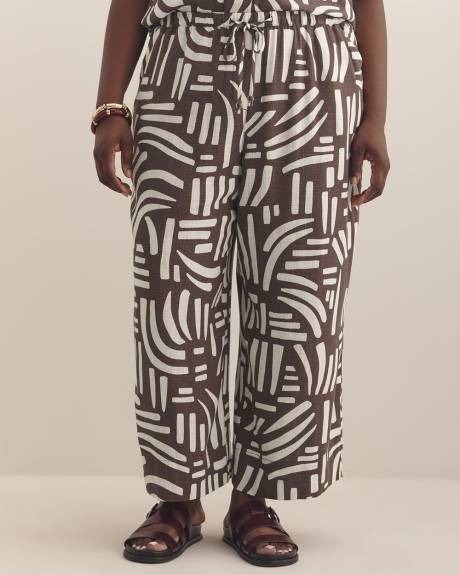 Pantalon écourté à jambe large avec cordon à la taille