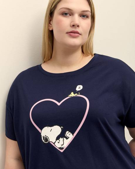 Chemise de nuit bleue à manches courtes avec imprimé de Snoopy - ti Voglio