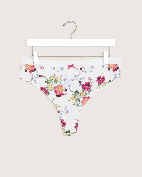 Culotte tanga fleurie avec arrière en mesh - Déesse Collection