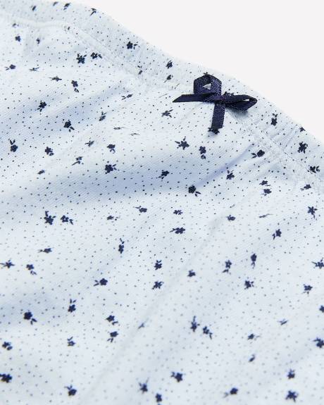 Cotton Brief with Flower Print and Bow - ti Voglio