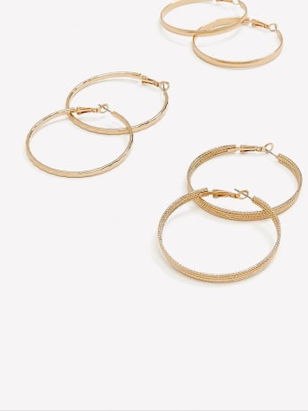 Medium Golden Hoop Earrings, Set of 3