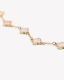 Dainty Golden Bracelet with White Flower Pendants