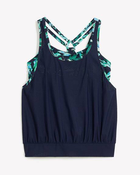 Tankini en jersey de microfibre perforé sur bandeau imprimé - Active Zone