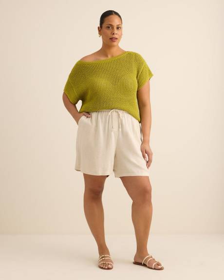 Short en lin m&eacute;lang&eacute; &agrave; enfiler