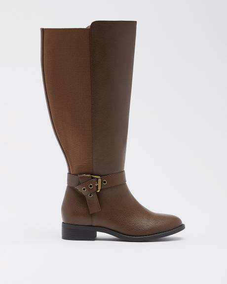 Extra Wide Width, Tall Flat Boots with Folded Buckle