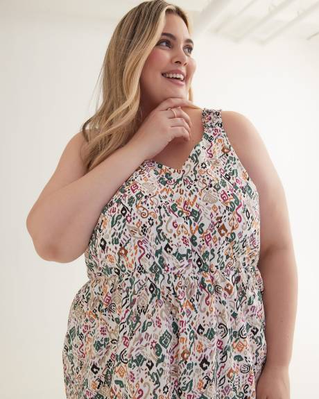 Sleeveless Midi Tiered Dress, Linen Blend