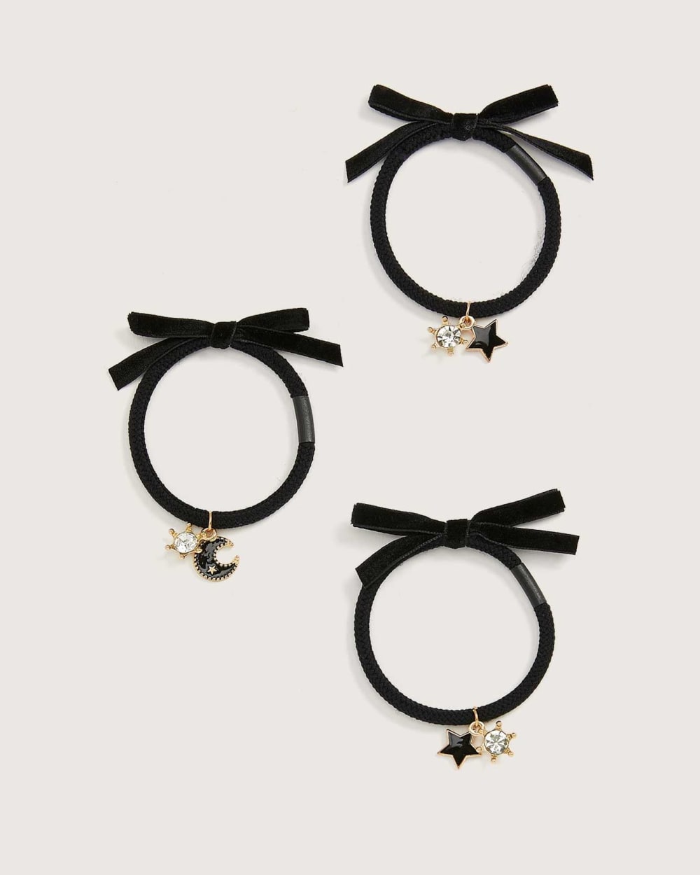 Hair Elastics with Celestial Charms, Set of 3 In Every Story
