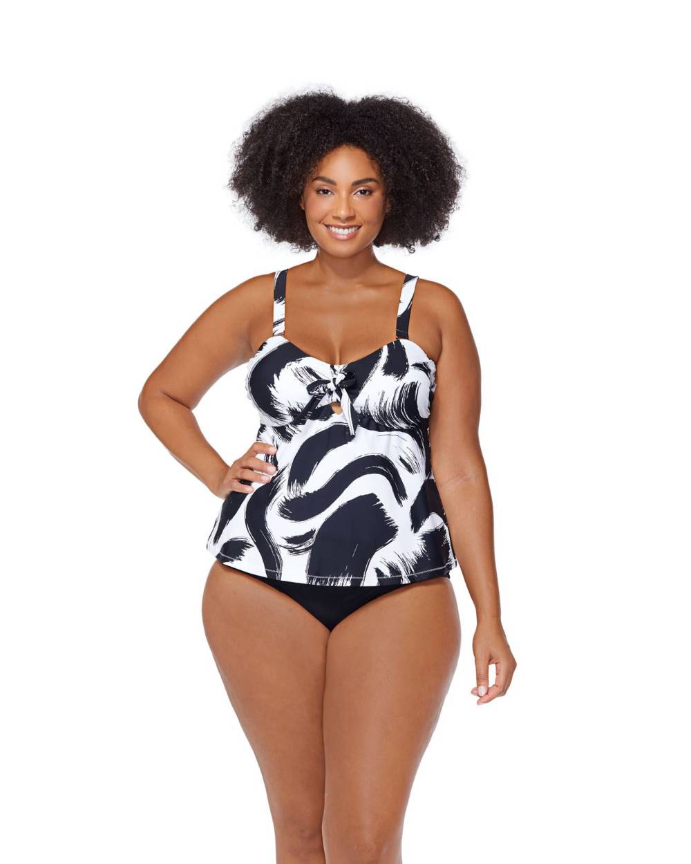 Haut tankini Zanzibar, motif de coup de pinceau - Raisins Curve