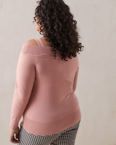 Off-Shoulder V-Neck Sweater - Addition Elle