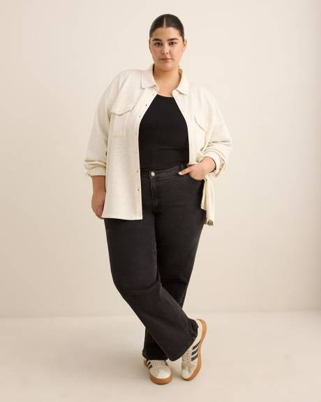 Buttoned-Down Stretch Knit Shirt